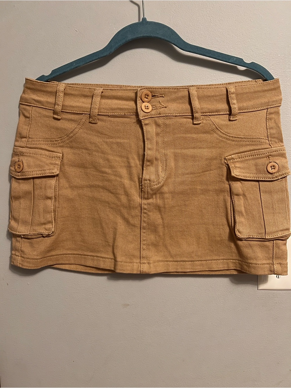 SHEIN Tan Cargo Mini Skort Shorts with Side Flap Pockets